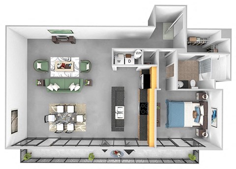 Main 3 Downtown - A5 (Tower) - 1bed/1 bath - 3D